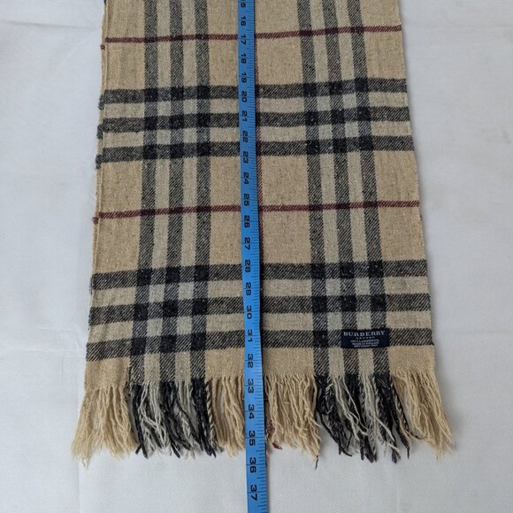 Authentic Burberry Lambswool Check Scarf Beige Unisex - Picture 7 of 8